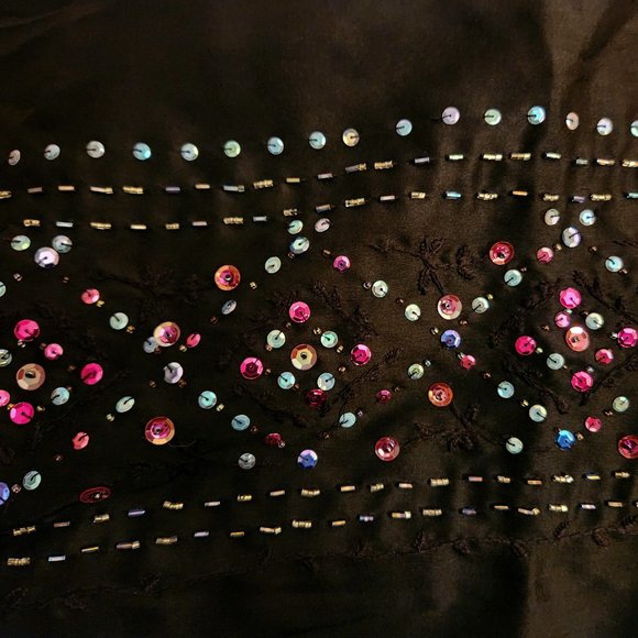 Vintage Beaded Silk Black Skirt - Picture 4 of 4